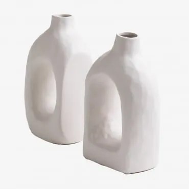 Set Di 2 Fermalibri In Ceramica Offred Bianco - Sklum