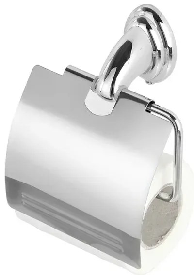 Porta rotolo a muro con coperchio e supporto in acciaio cromato Facile