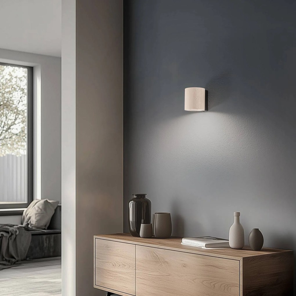 TK Lighting Applique Eve, faggio, legno, Ø 8 cm, GU10