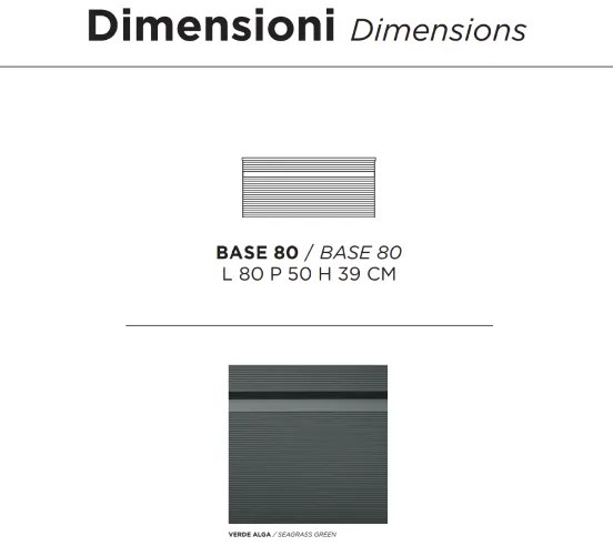 Cassetto bagno portalavabo 80 cm sospeso in PVC RIO Verde Alga