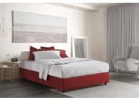 Letto matrimoniale Gioia, Letto contenitore con rivestimento in tessuto, Made in Italy, Apertura frontale, con materasso cm 140x200 incluso, Rosso