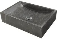 Lavabo da Appoggio in marmo Nero di forma rettangolare 50X35x12h cm