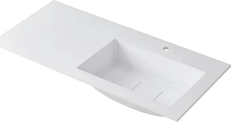 Lavabo a incasso rettangolare vasca a destra L 100.5 x H 15 x P 46 cm in resina bianco opaco