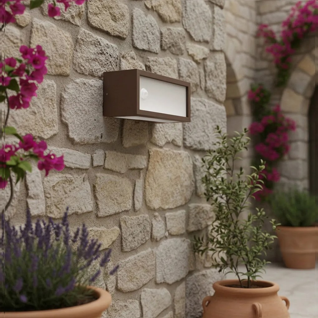 Applique con Sensore Movimento E27 IP65 FLUTE per esterno - Corten