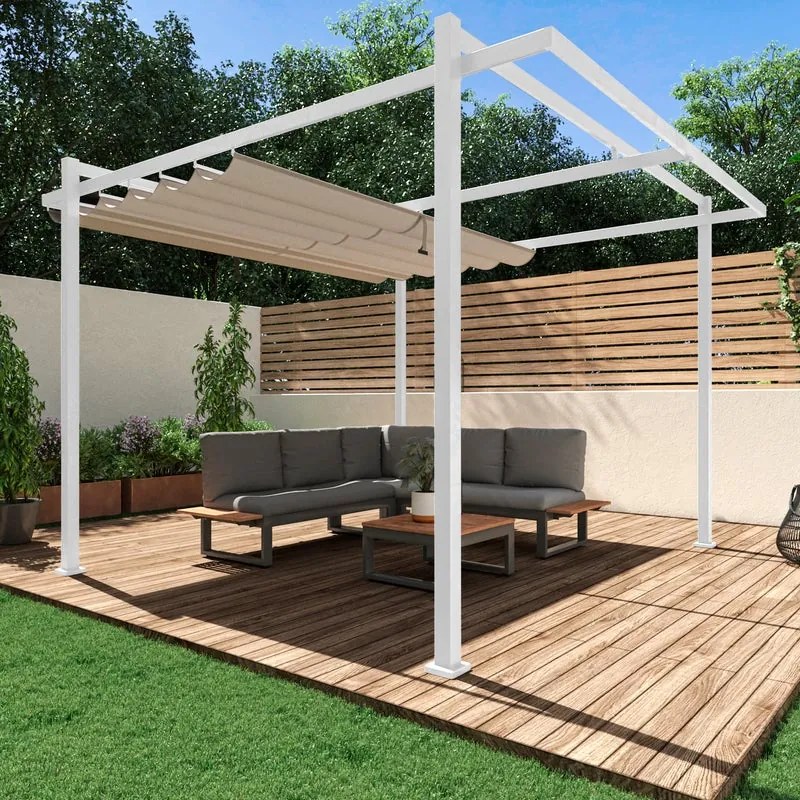 Pergola Equinox in acciaio e alluminio struttura bianco L 320 x P 358 x H 245 cm