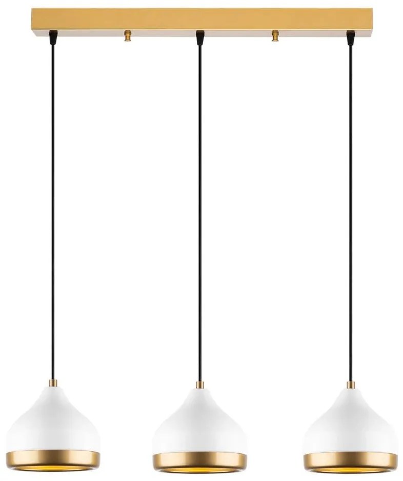 Lampadario a cavo YILDO 3xE27/40W/230V bianco/oro