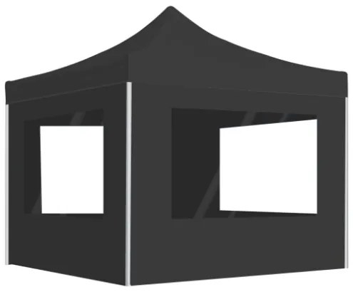 Gazebo Pieghevole con Pareti in Alluminio 3x3 m Antracite