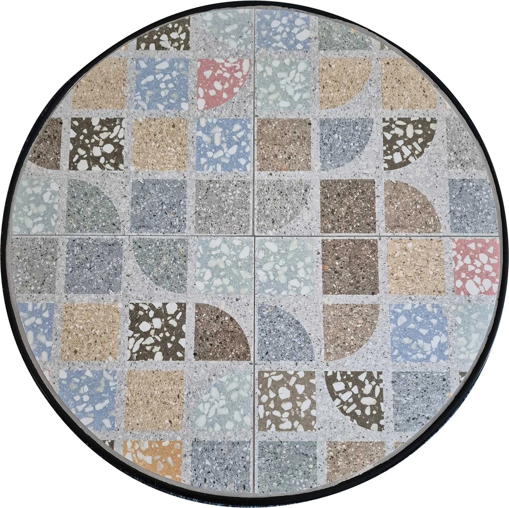 SILVES - set due sedie pieghevoli e tavolo rotondo con decori