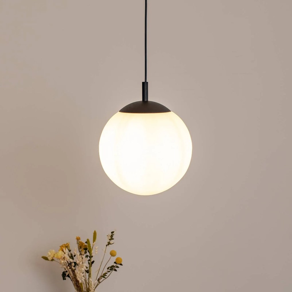 TK Lighting Lampada a sospensione Esme, vetro opalino, 1 luce, Ø 25 cm