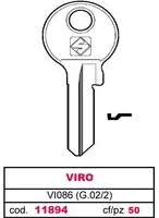 Silca chiave ottone vi086 (g.vac 2) viro (50 pezzi) - Silca