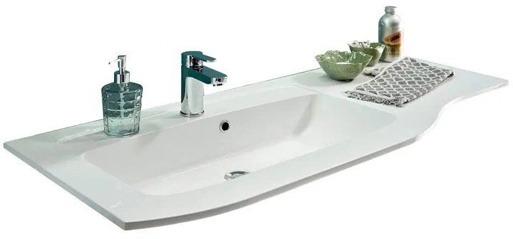 Lavabo a incasso rettangolare L 120.7 x H 2.5 x P 46 cm in resina bianco lucido