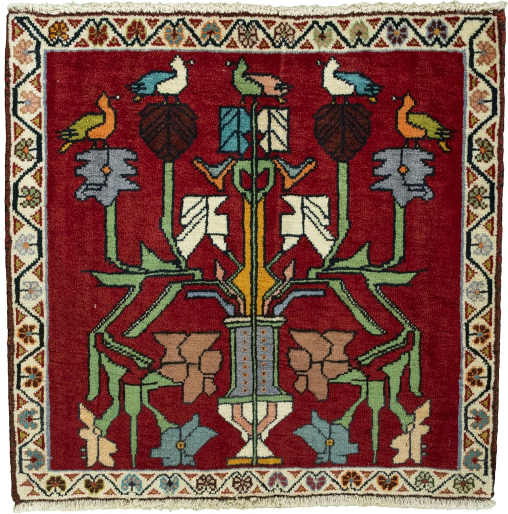 Shiraz Tappeto persiano 70x70 Rosso (Iran) Annodato A Mano