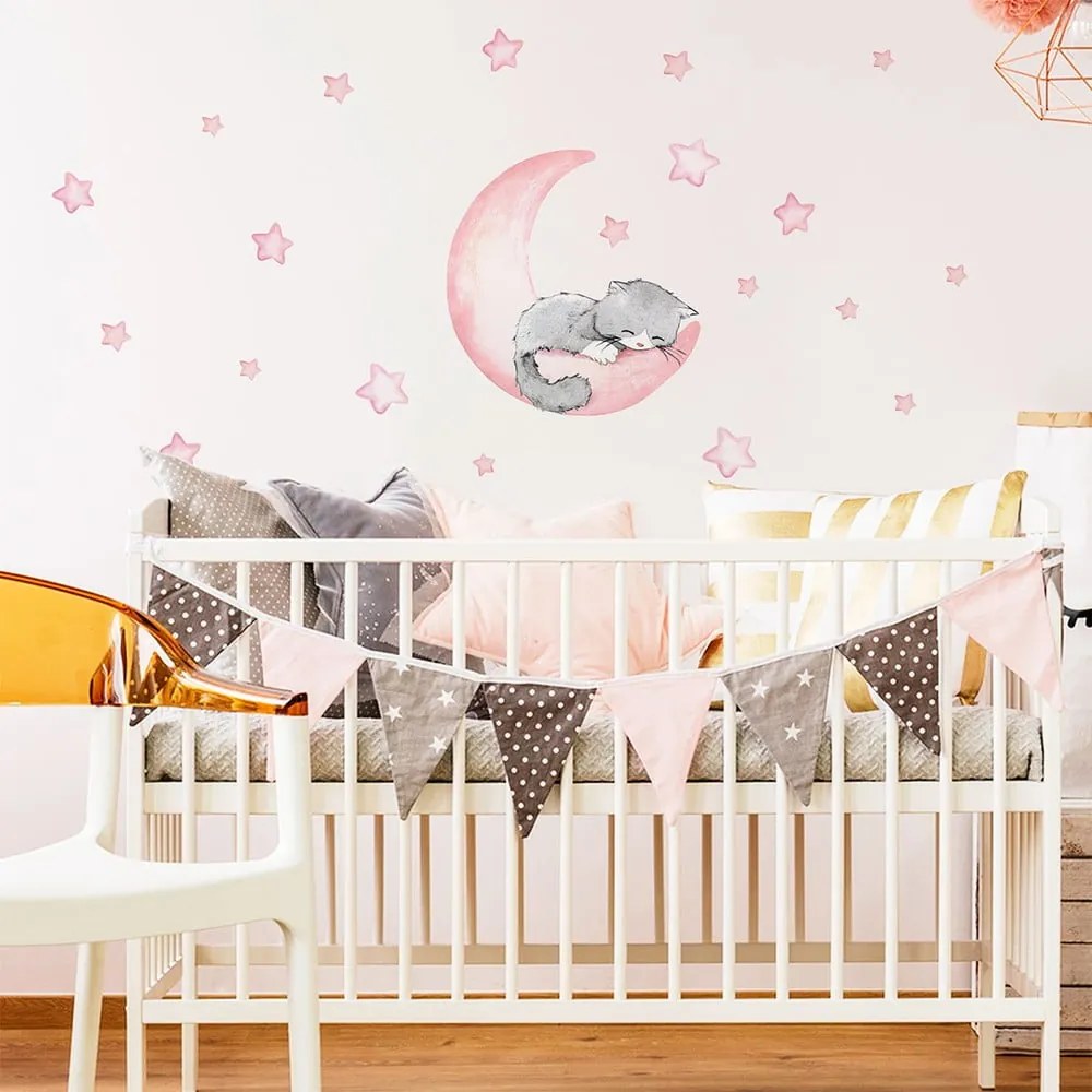 Adesivi murali rosa per bambini Magic Cat - Ambiance