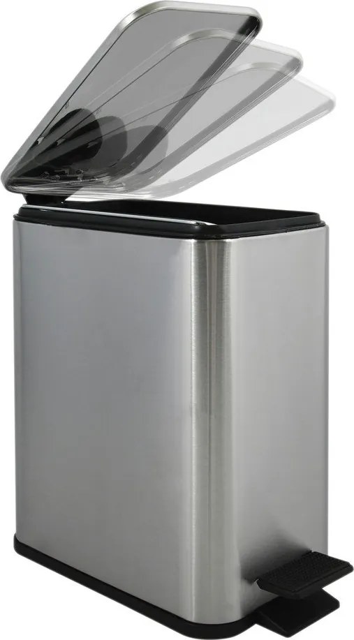 Cestino per la spazzatura color argento opaco in acciaio con pedale 5 l Erik – Spirella