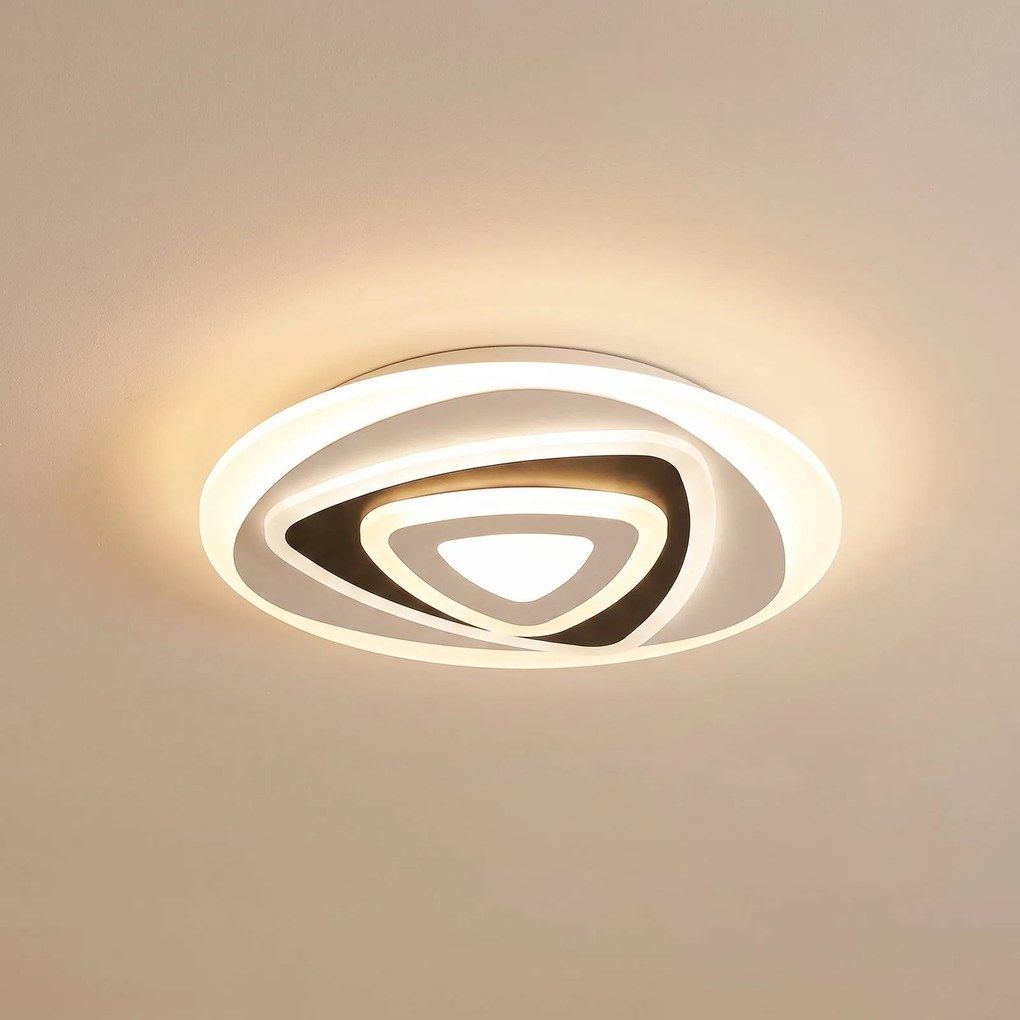 Plafoniera a LED Rebeka Lindby, dimmerabile, Bianco / Opale, Soggiorno / Sala da pranzo, Plastica, Moderno, Plafoniera LED