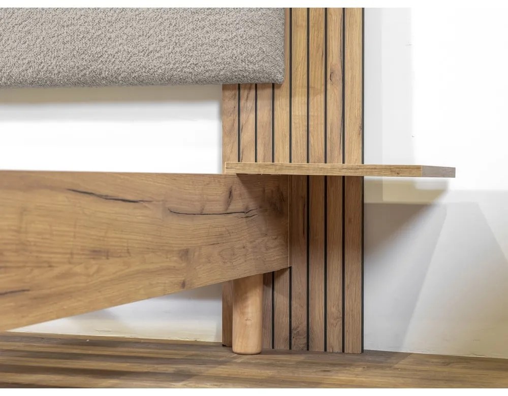 Letto matrimoniale in grigio chiaro con rete inclusa 140x190 cm Lior – Bobochic Paris