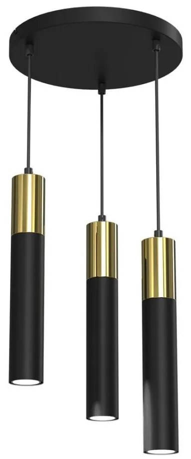 Lampadario a sospensione con filo CASSA 3xGU10/8W/230V nero/oro