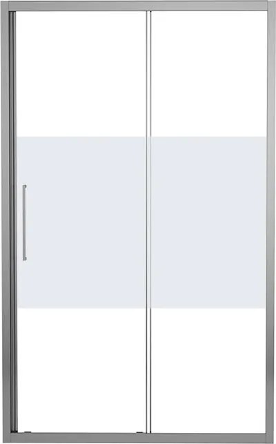 Porta doccia scorrevole L 117-121 cm x H 195 cm, per nicchia in vetro smerigliato SP. 6 mm, profilo lucido silver, serie Record
