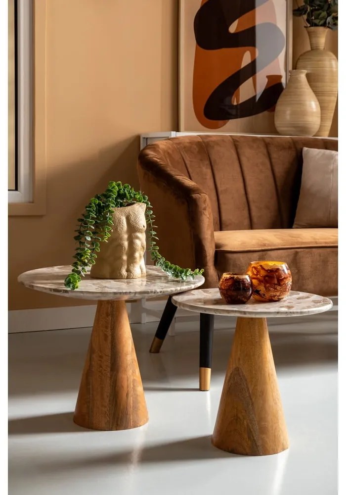 Tavolino rotondo con piano in marmo ø 50 cm Force - Leitmotiv