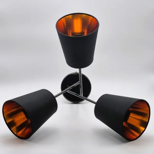 Lampadario a sospensione con supporto rigido IRMA 3xE27/15W/230V nero