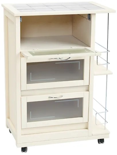 Carrello con ante a ribalta e portabottiglia LANDHELL Avorio