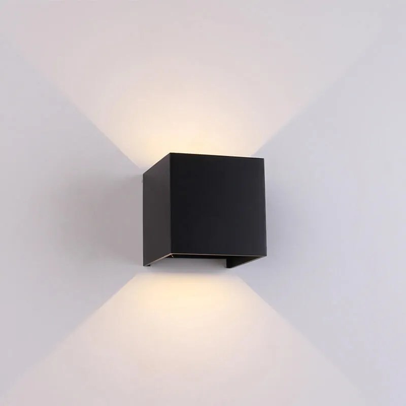 Applique LED moderno da esterno Davos doppia luce nero IP54, luce bianco naturale 91.6 lumen, MANTRA