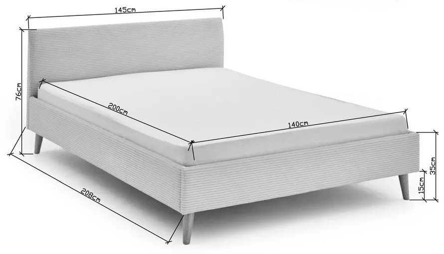 Letto matrimoniale imbottito beige rete non inclusa 140x200 cm Wicki – Meise Möbel