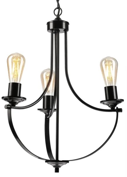 Lampadario a sospensione con catena GINA 3xE27/60W/230V nero