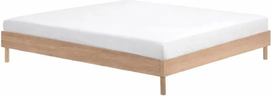 Letto matrimoniale di colore naturale in rovere massiccio senza testiera rete non inclusa 180x200 cm Forrest – Vipack