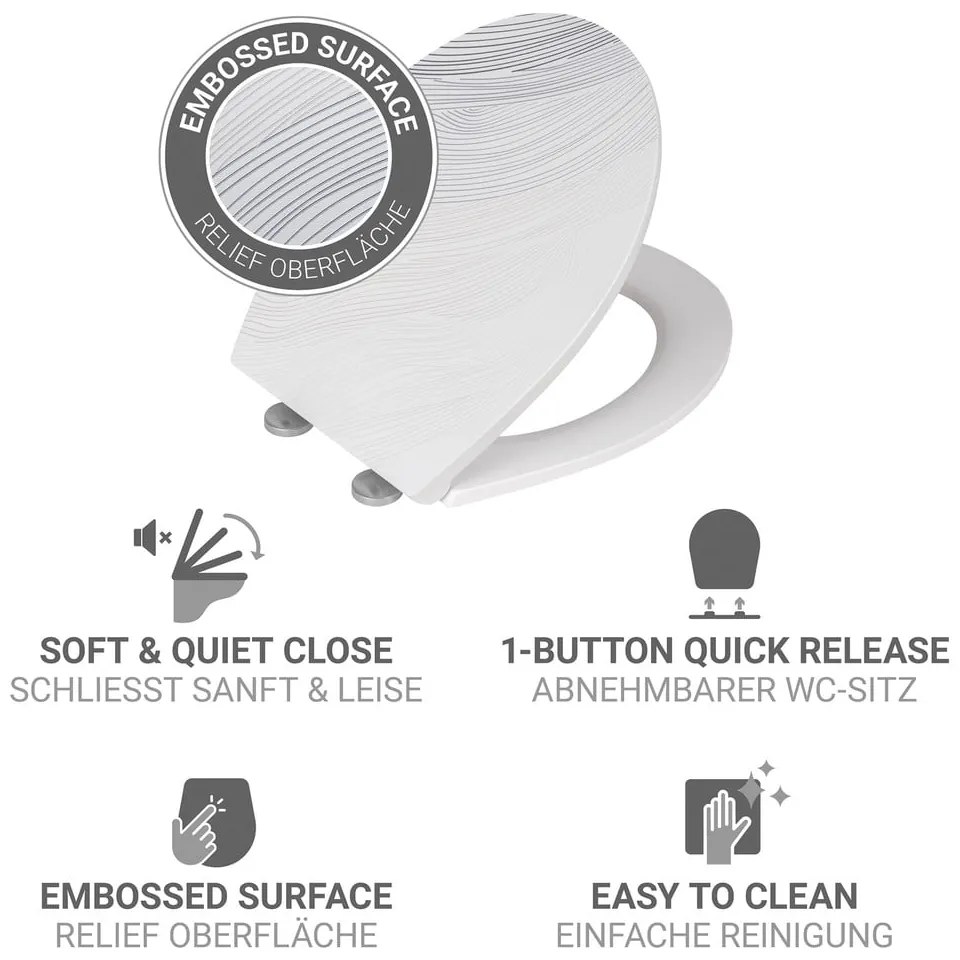 Sedile WC con chiusura Easy-Close (automatica) 38 x 44,5 cm Menin – Wenko