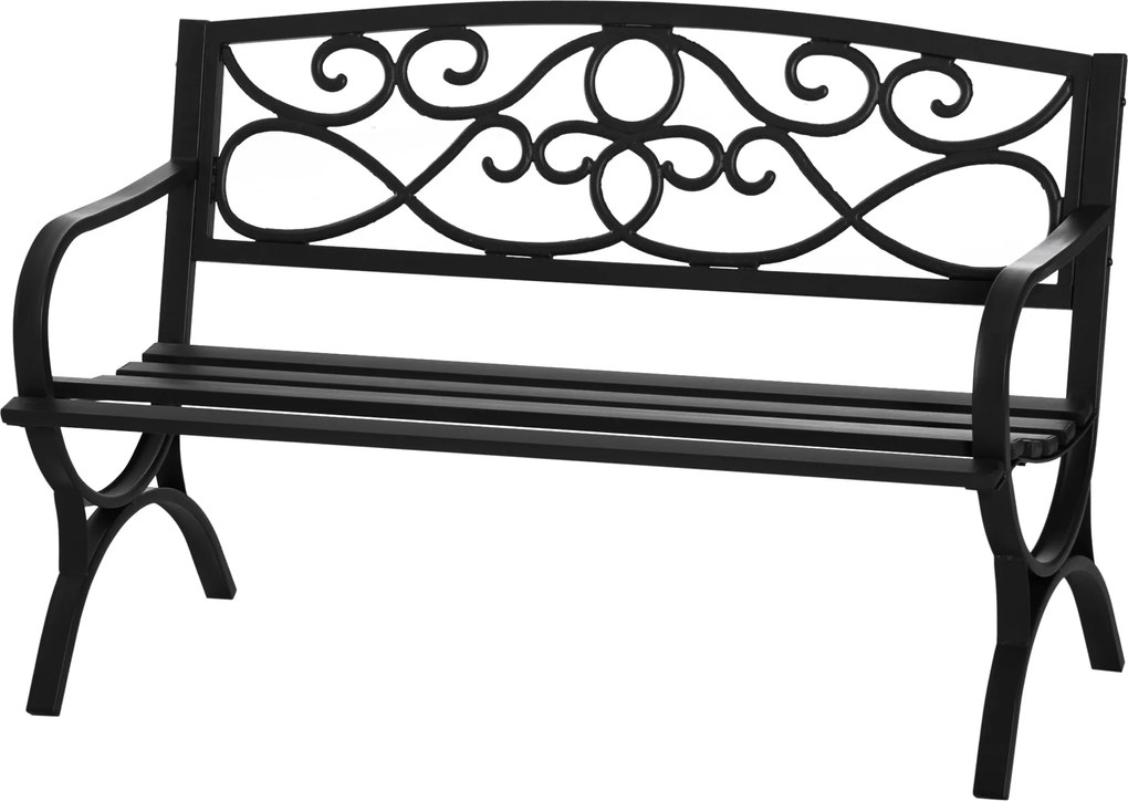 Panchina da Giardino 2 Posti 128x58,5x85 cm in Acciaio e Ghisa Nero...