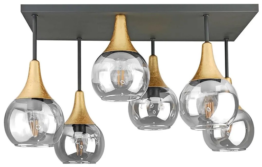 Lampadario a plafone SOMA 6xE27/60W/230V nero/oro/limpido