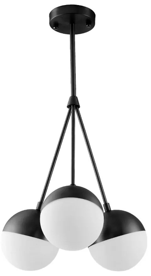 Lampada a sospensione Sfera di vetro lattea APP687-3CP Nera