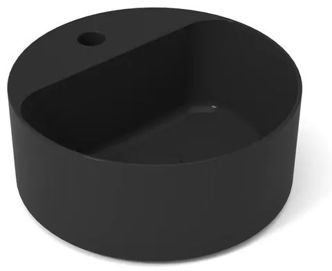 Lavabo da appoggio Open OLYMPIA CERAMICA tondo 40cm in ceramica nero lucido con foro