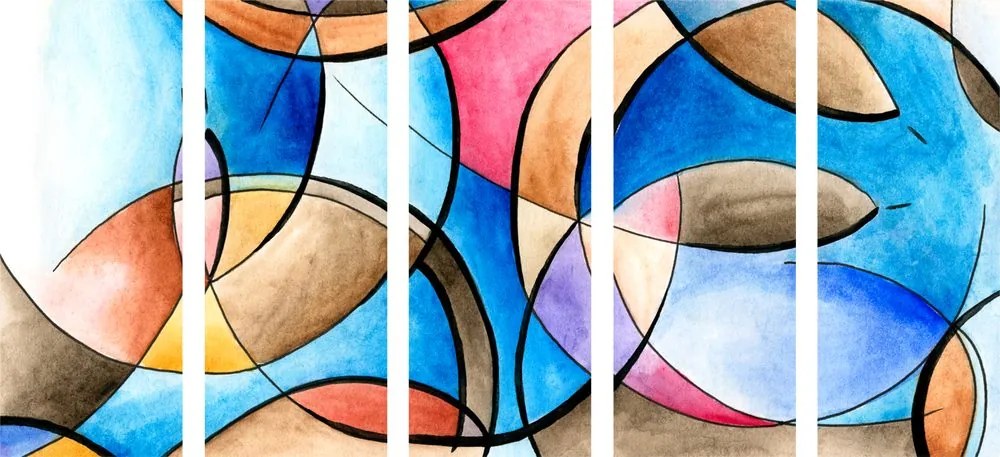 Quadri 5 pezzi – Disegno astratto di forme
