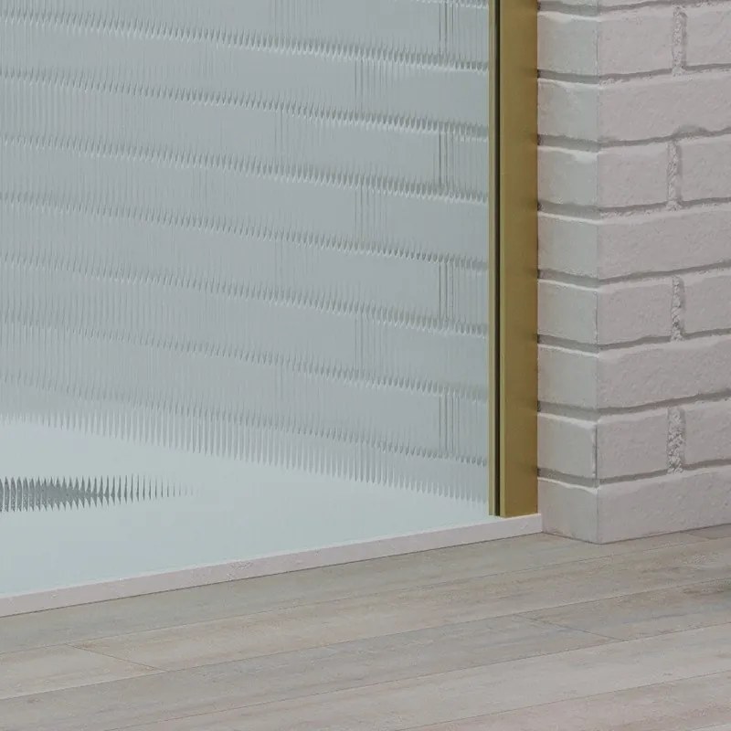Parete walkin 100 cm vetro scanalato profilo oro spazzolato | KW1000FLG - KAMALU