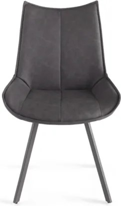 Sedia da pranzo in ecopelle con seduta e gambe Antracite CLODIA Set 2 pz