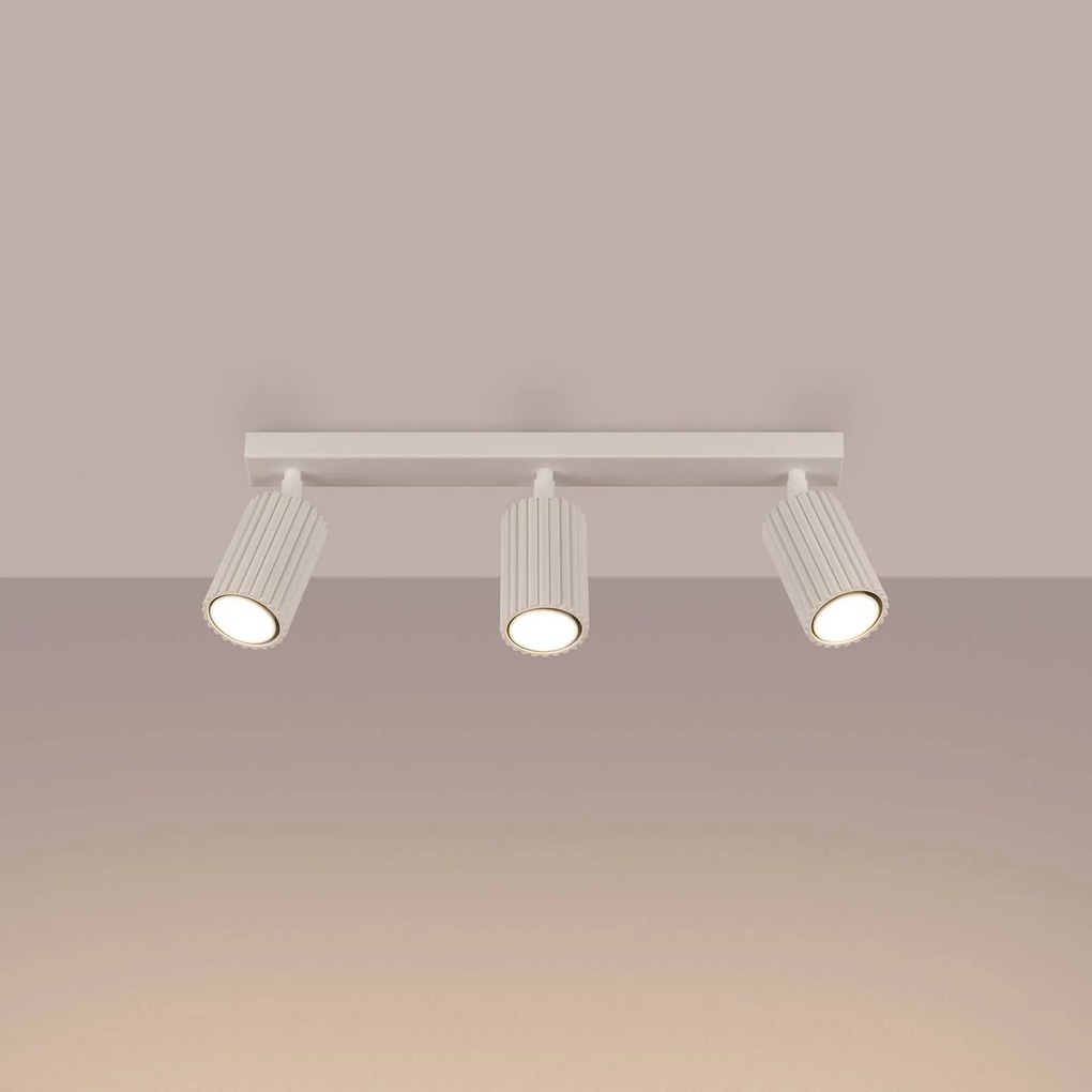 SOLLUX LIGHTING Faretto da soffitto in carbonio, beige, lunghezza 45 cm, alluminio, a 3 luci.