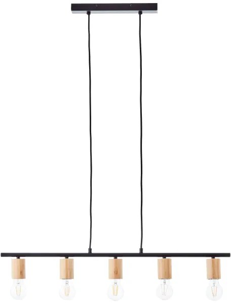 Brilliant - Lampadario a sospensione KERRY su cavo 5xE27/40W/230V nero/bambù