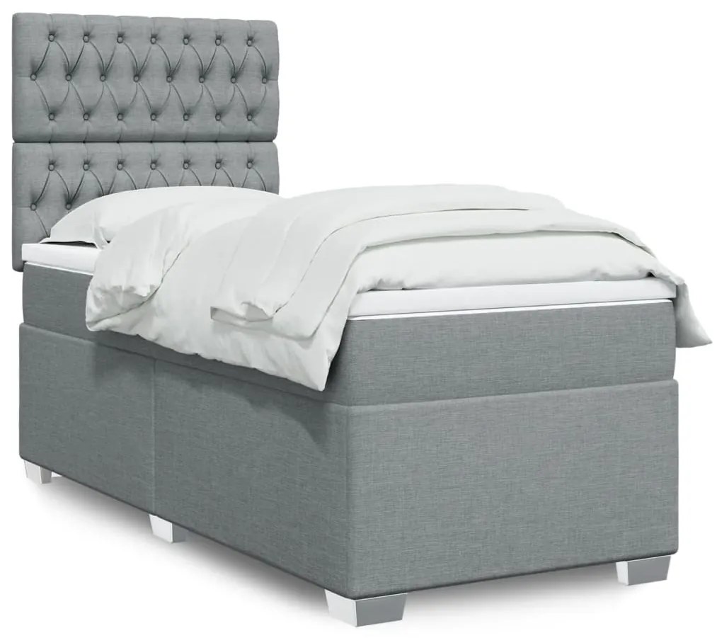 Giroletto A Molle Con Materasso Grigio Chiaro 90x190 Cm Tessuto /