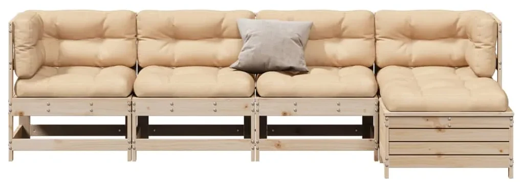 Set divani giardino 6 pz con cuscini in legno massello di pino