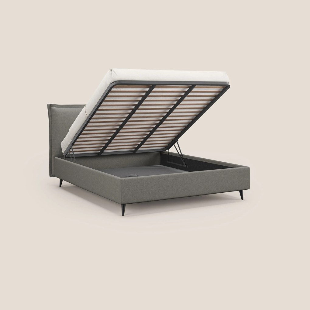 Hans letto contenitore imbottito minimal in tessuto simil cotone impermeabile T19 beige