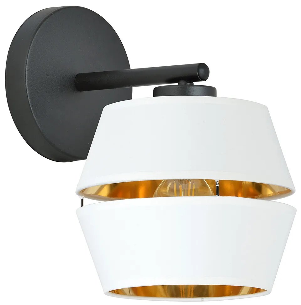 Applique Contemporanea 1 Luce Bellerofonte In Metallo Bianco E Oro