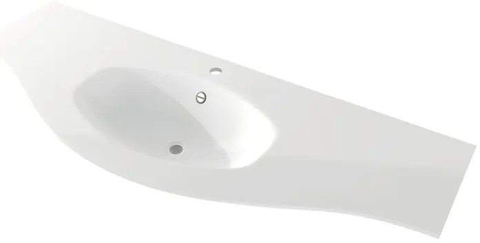 Lavabo a incasso rettangolare L 138 x H 1.2 x P 52 cm in resina bianco
