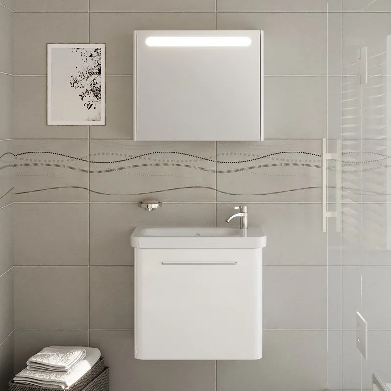 Kamalu - Mobiletto bagno 60 cm profondità ridotta colore bianco | LAC-IRIS-60-B