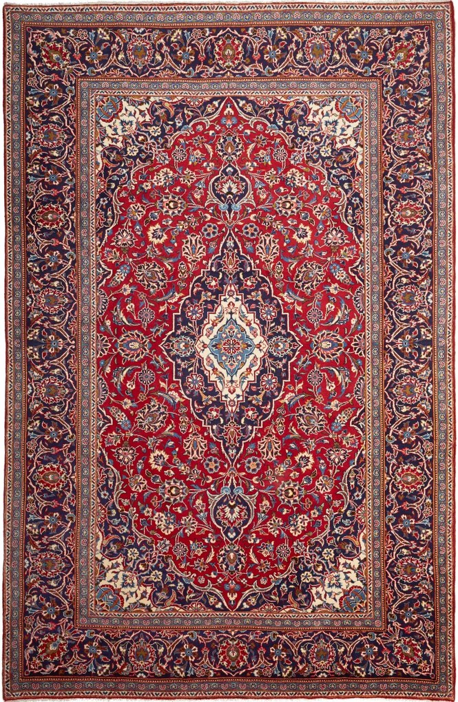 Kashan Tappeto 200 x 290 Rosso (Iran) Annodato A Mano