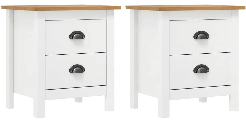 Comodini Hill Bianchi 2 Pz 46x35x49,5 Cm Legno Massello Di Pino /