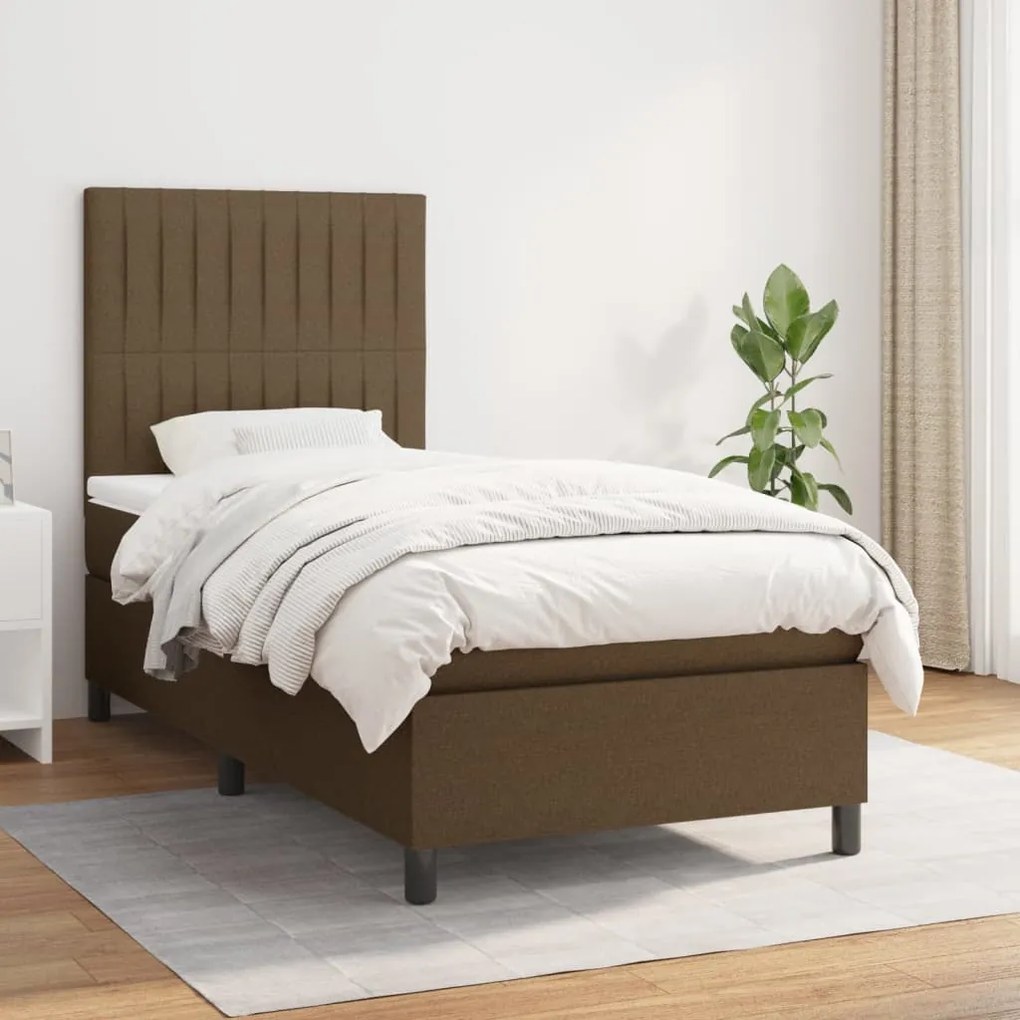 Giroletto A Molle Con Materasso Marrone Scuro 90x190cm Tessuto /
