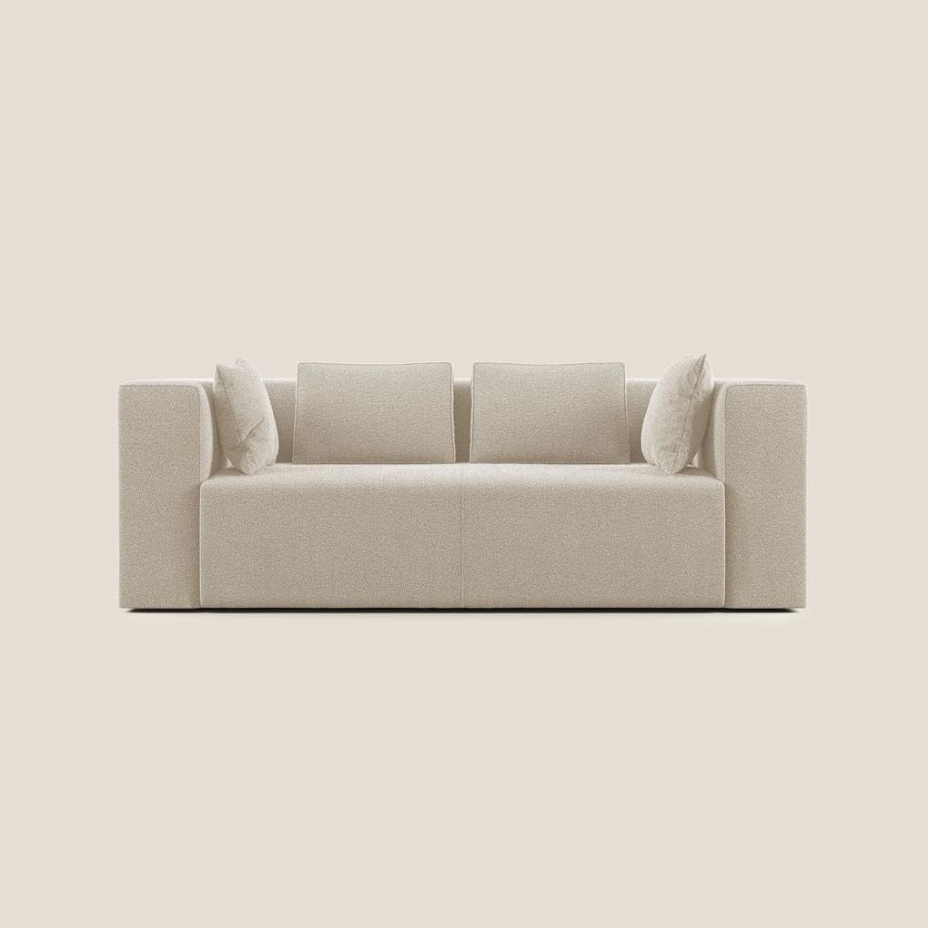 Nettuno divano moderno componibile in morbido tessuto bouclè T07 bianco 230 cm