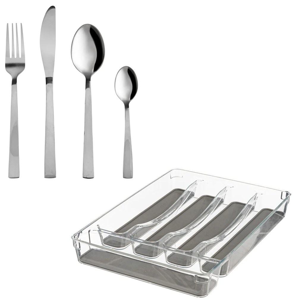 Set 24 posate in acciaio inox con portaposate Loma